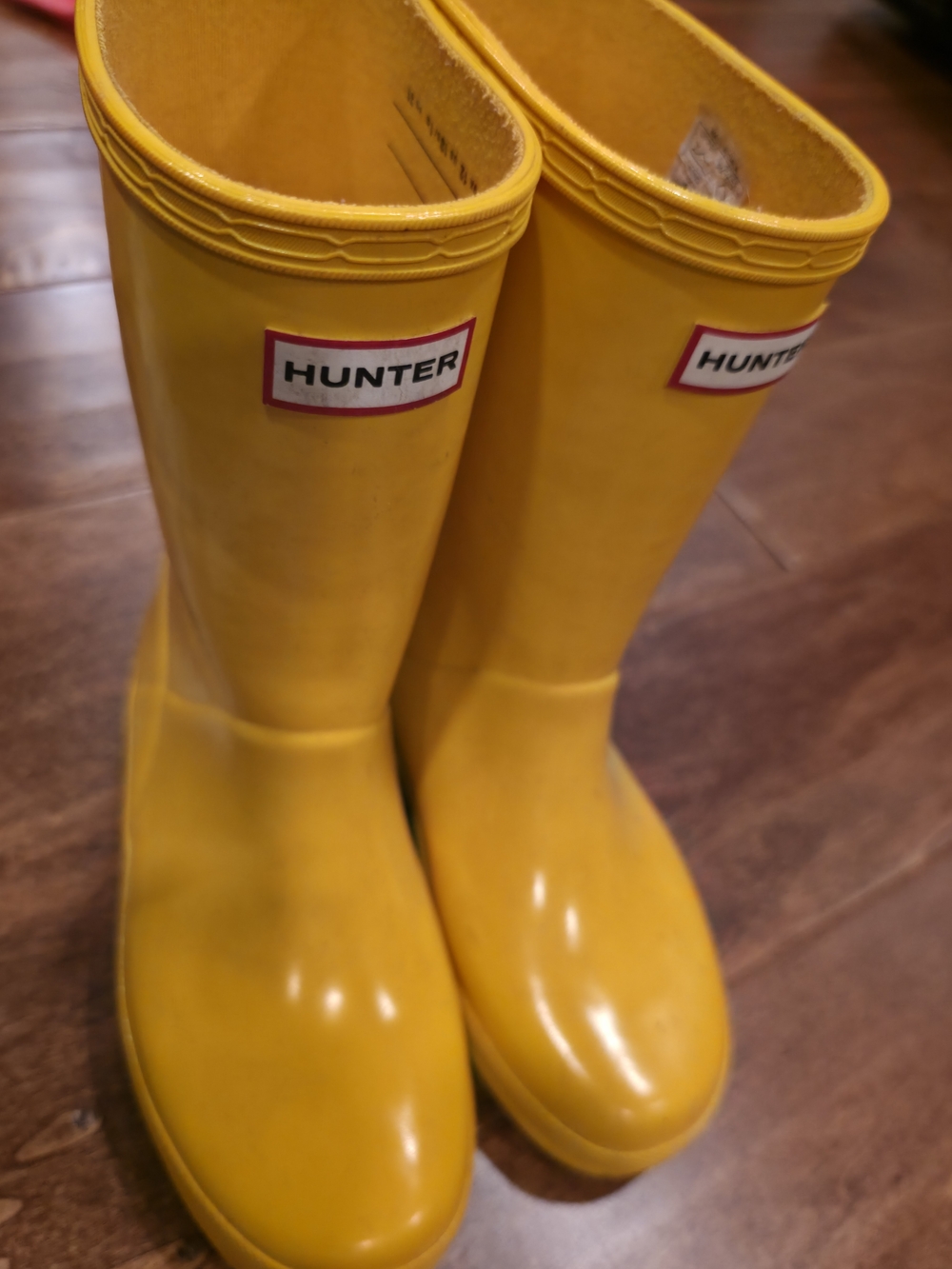 Hunter Kids Gloss Yellow Rubber Rain Boots Sz 12K GUC